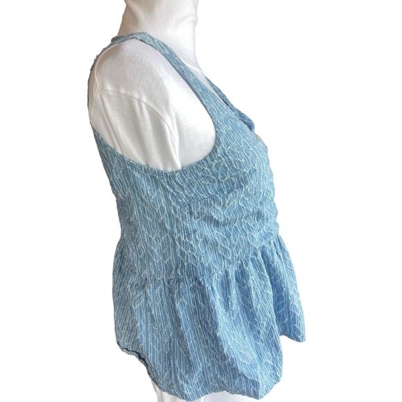 Button Front Lace-up Lattice Back Ruffled Hem Baby Doll Blouse Women's S Y2K Pep - Picture 4 of 13